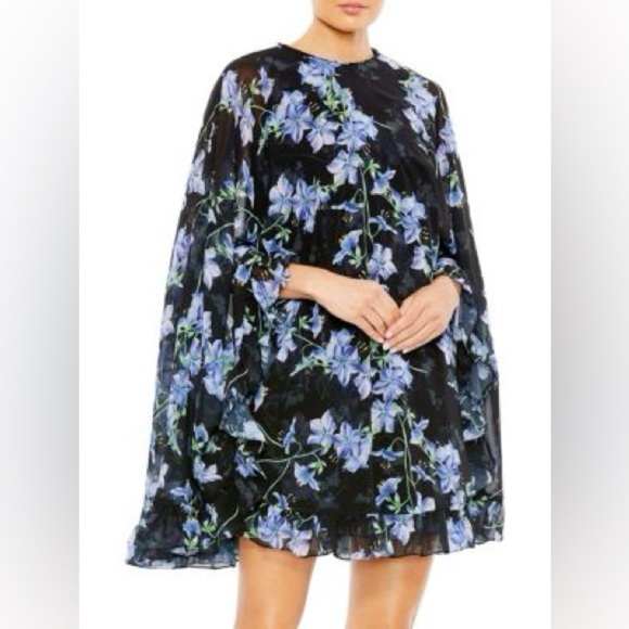 NWT Ieena for MAC DUGGAL Floral Cape Mini Shift Dress 4 - Picture 2 of 16